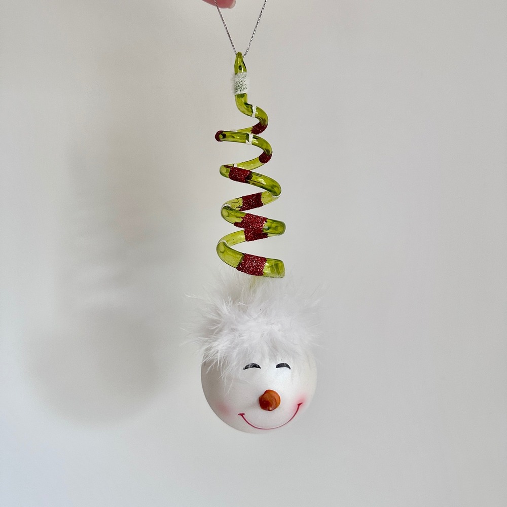 NWT Whimsical Glass Snowman Head Ornament - Picture 7 of 8